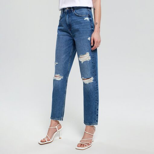 Sinsay - Blugi mom high waist - Bleumarin-Collection > all > jeans