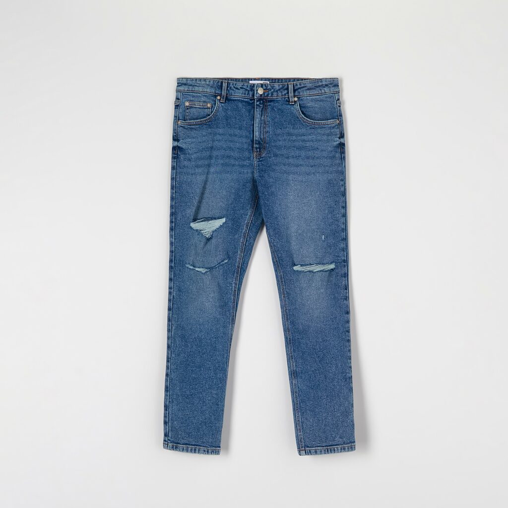 Sinsay - Blugi slim cu talie medie - Albastru-Collection > all > jeans