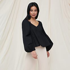 Sinsay - Bluză cu mâneci bufante - Negru-Collection > all > blouses