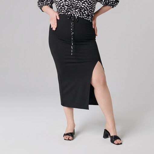 Sinsay - Fustă midi cu despicătură - Negru-Collection > all > skirts