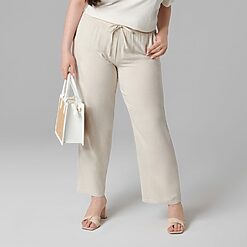 Sinsay - Pantaloni cu adaos de in - Ivory-Collection > all > trousers