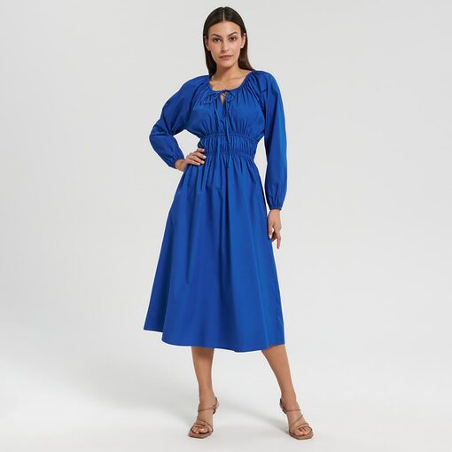 Sinsay - Rochie midi cu șnur decorativ - Albastru-Collection > all > dresses