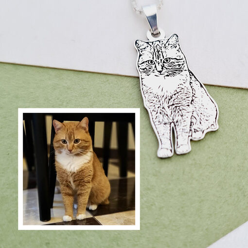 Lantisor pisica iubita - Personalizare cu poza - Argint 925-Fotogravura >> Noutati