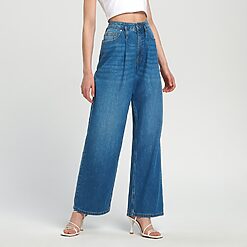 Sinsay - Blugi cu crac larg - Albastru-Collection > all > jeans