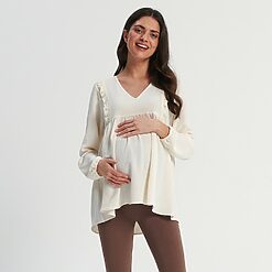 Sinsay - Bluză MAMĂ cu volănașe - Ivory-Collection > all > blouses