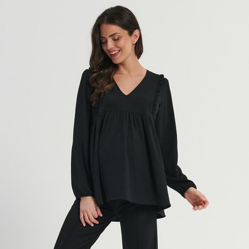 Sinsay - Bluză MAMĂ cu volănașe - Negru-Collection > all > blouses