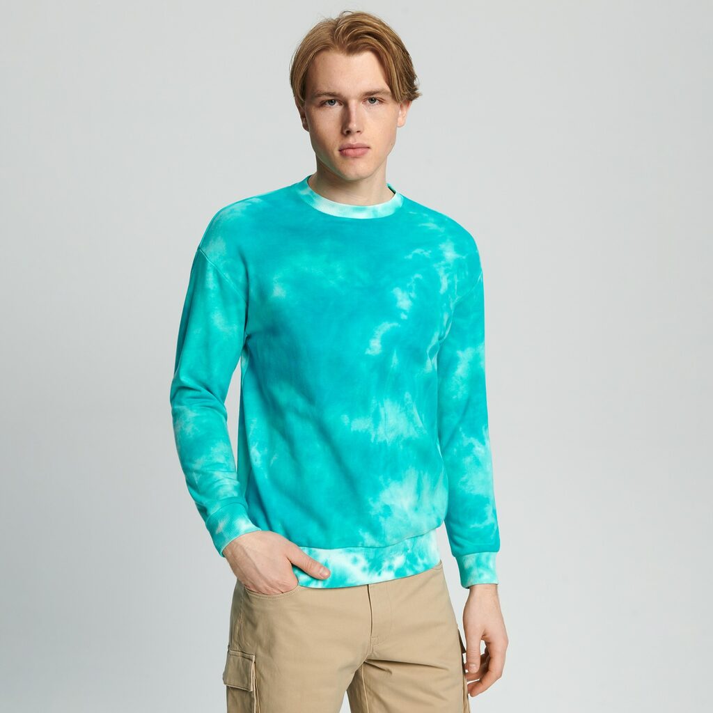 Sinsay - Bluză cu efect tie-dye - Turcoaz-For him > clothes > sweatshirts