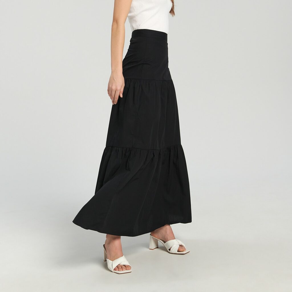 Sinsay - Fustă maxi cu fronseuri - Negru-Collection > all > skirts