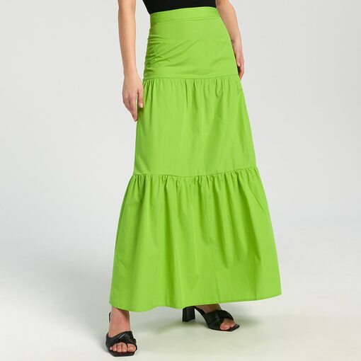 Sinsay - Fustă maxi cu fronseuri - Verde-Collection > all > skirts