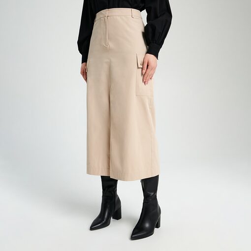 Sinsay - Fustă midi cargo - Bej-Collection > all > skirts