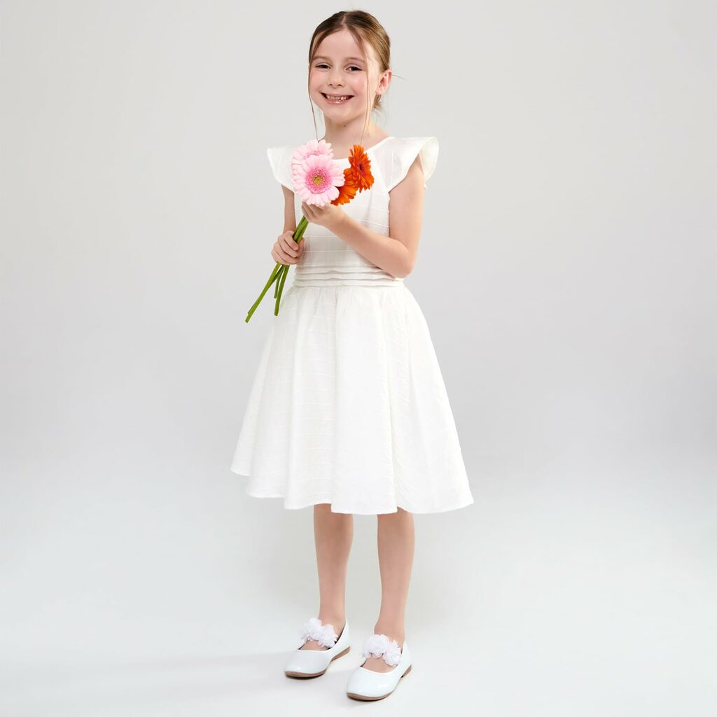 Sinsay - Rochie cu pliuri - Ivory-Kids > kid girl > dresses