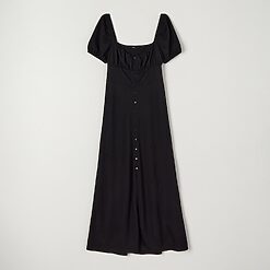 Sinsay - Rochie midi cu mâneci bufante - Negru-Collection > all > dresses