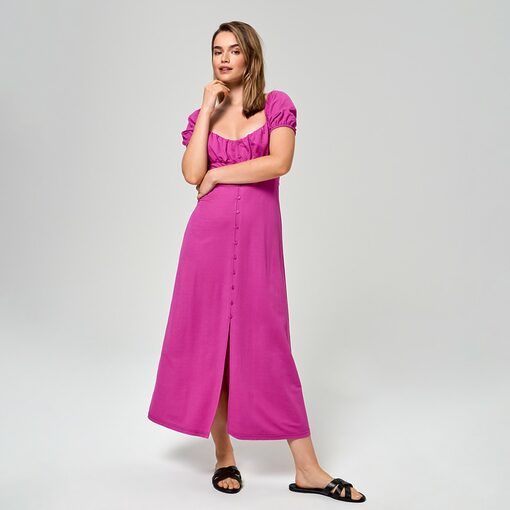 Sinsay - Rochie midi cu mâneci bufante - Violet-Collection > all > dresses