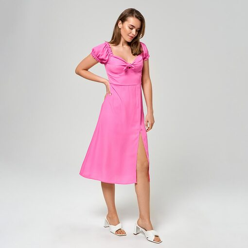 Sinsay - Rochie midi cu șnur decorativ - Roz-Collection > all > dresses