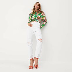 Mohito - Blugi mom fit - Alb-All > jeans