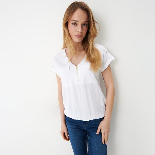 Mohito - Bluză albă din viscoză - Alb-All > blouses