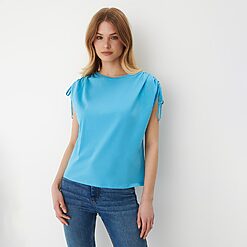 Mohito - Bluză cu elastic - Albastru-All > blouses