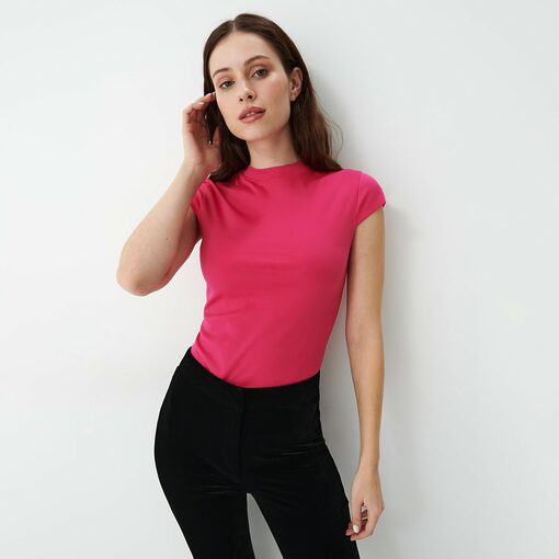Mohito - Bluză cu guler - Roz-All > t-shirts