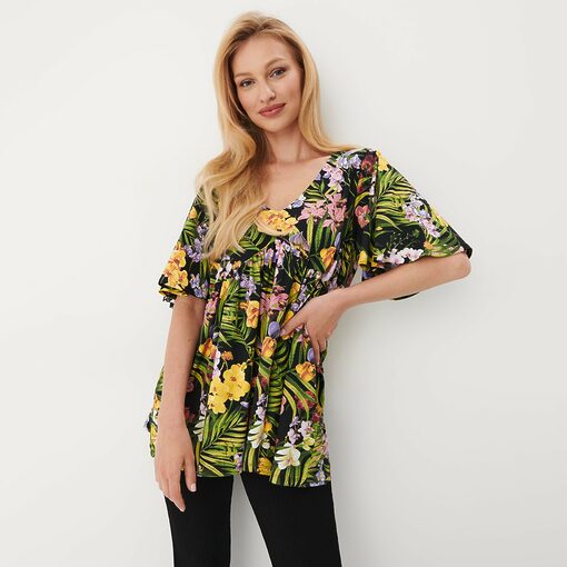 Mohito - Bluză cu imprimeu floral - Negru-All > blouses