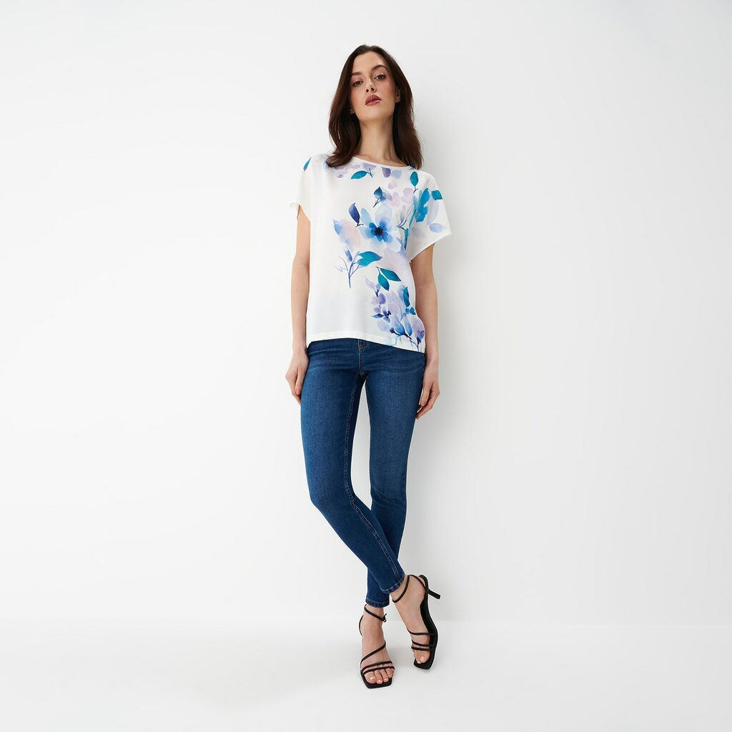 Mohito - Bluză cu imprimeu floral din viscoză - Alb-All > blouses