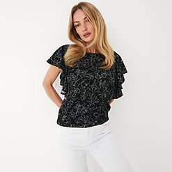 Mohito - Bluză cu model floral - Negru-All > blouses