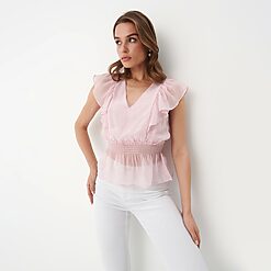 Mohito - Bluză cu model și volane - Roz-All > blouses