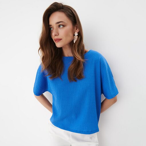 Mohito - Bluză cu nod decorativ - Albastru-All > blouses