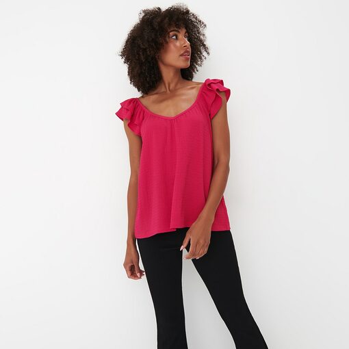 Mohito - Bluză cu volănașe - Roz-All > blouses