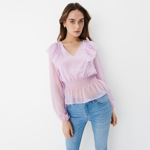 Mohito - Bluză cu volănașe - Violet-All > blouses