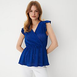 Mohito - Bluză cu volane decorative - Bleumarin-All > blouses