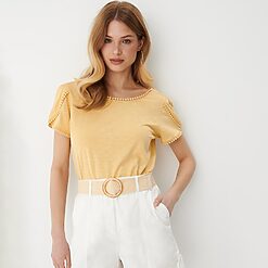 Mohito - Bluză galbenă cu modal - Galben-All > blouses