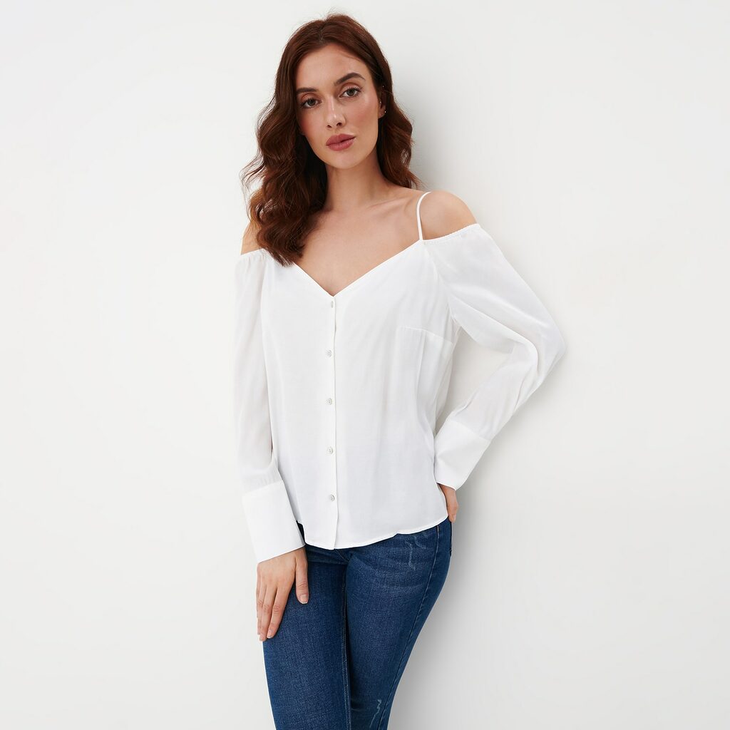 Mohito - Bluză off shoulder - Alb-All > blouses