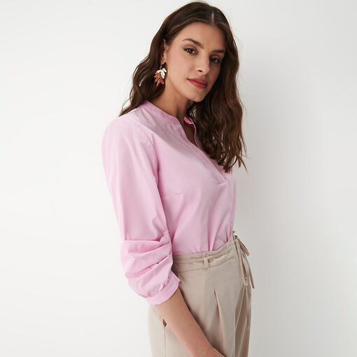 Mohito - Bluză roz deschis cu decolteu în V - Roz-All > blouses