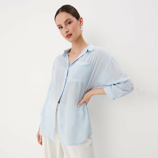 Mohito - Cămașă cu conținut ridicat de viscoză - Albastru-All > shirts > basic