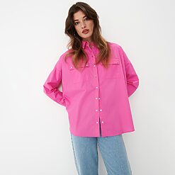Mohito - Cămașă roz din bumbac - Roz-All > shirts > basic