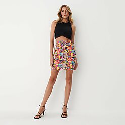 Mohito - Fustă mini cu model - Multicolor-All > skirts