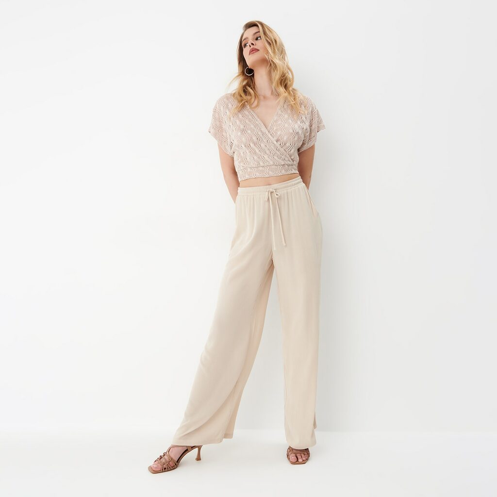 Mohito - Pantaloni din viscoză - Ivory-All > trousers