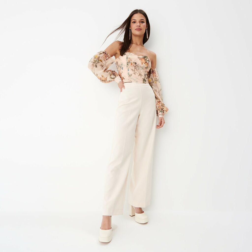 Mohito - Pantaloni eleganți cu crac larg - Ivory-All > trousers