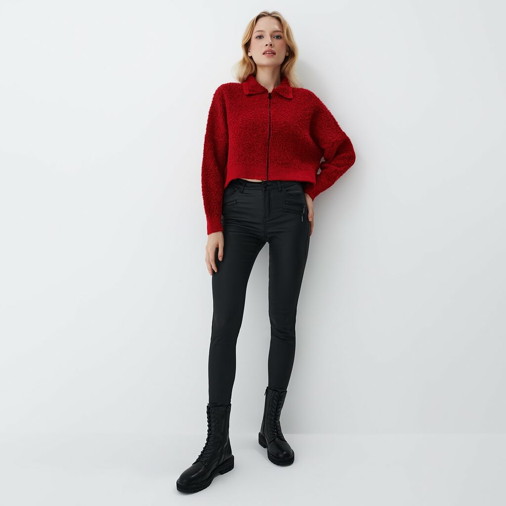 Mohito - Pulover cu fermoar - Roșu-All > sweaters