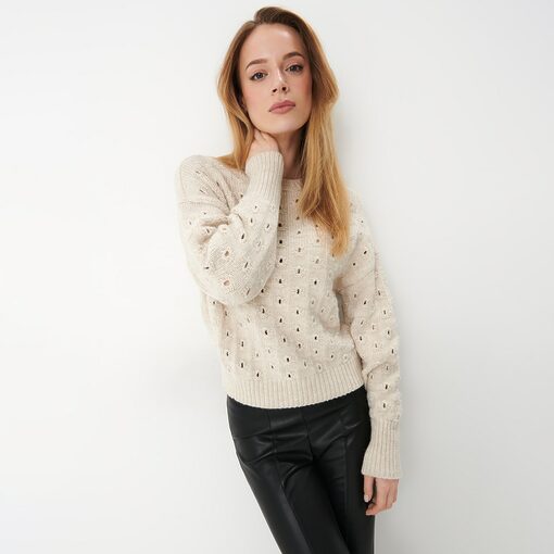 Mohito - Pulover cu model decorativ tricotat - Ivory-All > sweaters