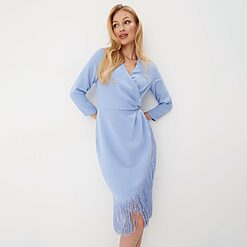 Mohito - Rochie cu decolteu tip copertă - Albastru-All > dresses > cocktail dresses
