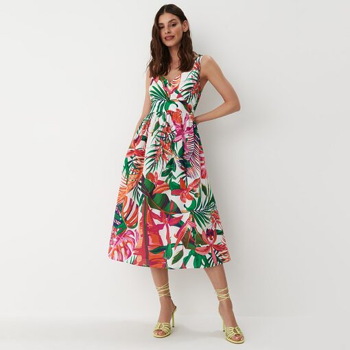 Mohito - Rochie midi colorată cu bretele largi - Roz-All > dresses > floral dresses