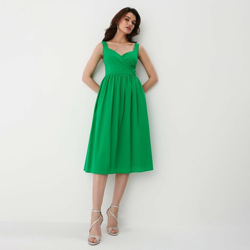 Mohito - Rochie midi cu bretele late - Verde-All > dresses > cocktail dresses