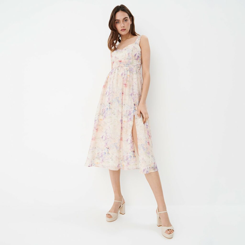 Mohito - Rochie midi cu flori - Roz-All > dresses > cocktail dresses