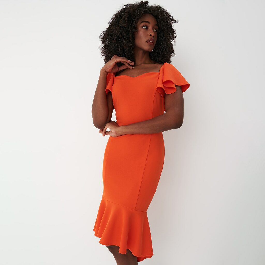 Mohito - Rochie midi cu volane - Oranj-All > dresses > cocktail dresses