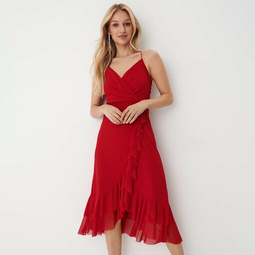 Mohito - Rochie midi elegantă roșie cu bretele - Roșu-All > dresses > cocktail dresses