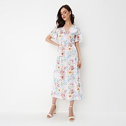 Mohito - Rochie midi tip plic cu imprimeu floral - Roz-All > dresses > floral dresses