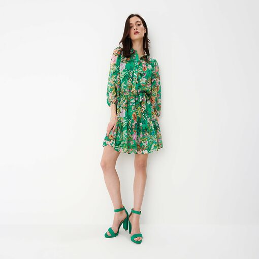 Mohito - Rochie mini cămașă cu imprimeu floral - Verde-All > dresses > floral dresses