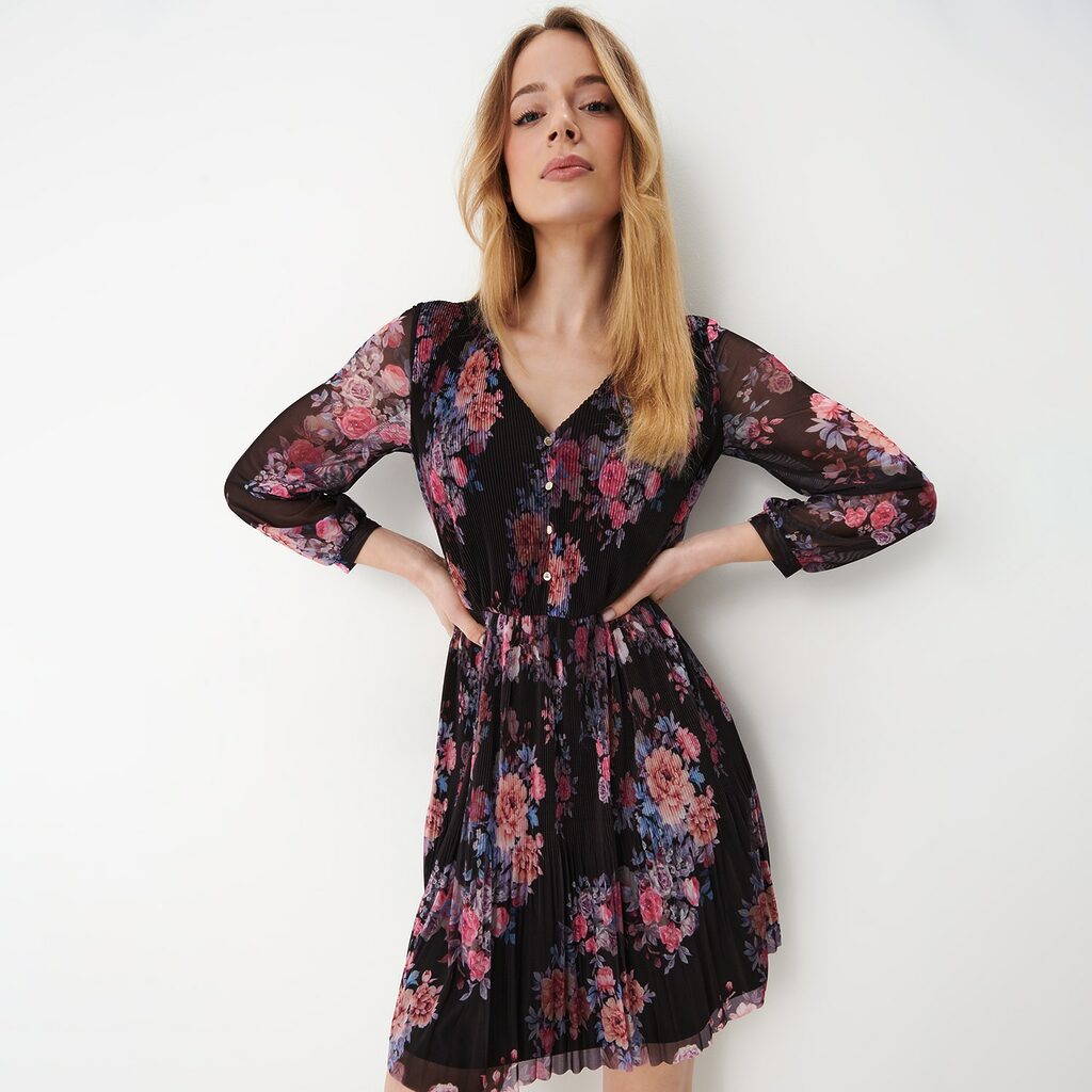 Mohito - Rochie mini cu imprimeu floral - Negru-All > dresses > cocktail dresses