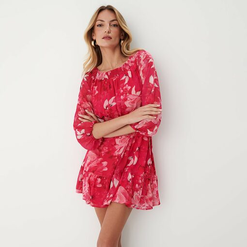 Mohito - Rochie mini cu imprimeu floral - Roșu-All > dresses > floral dresses